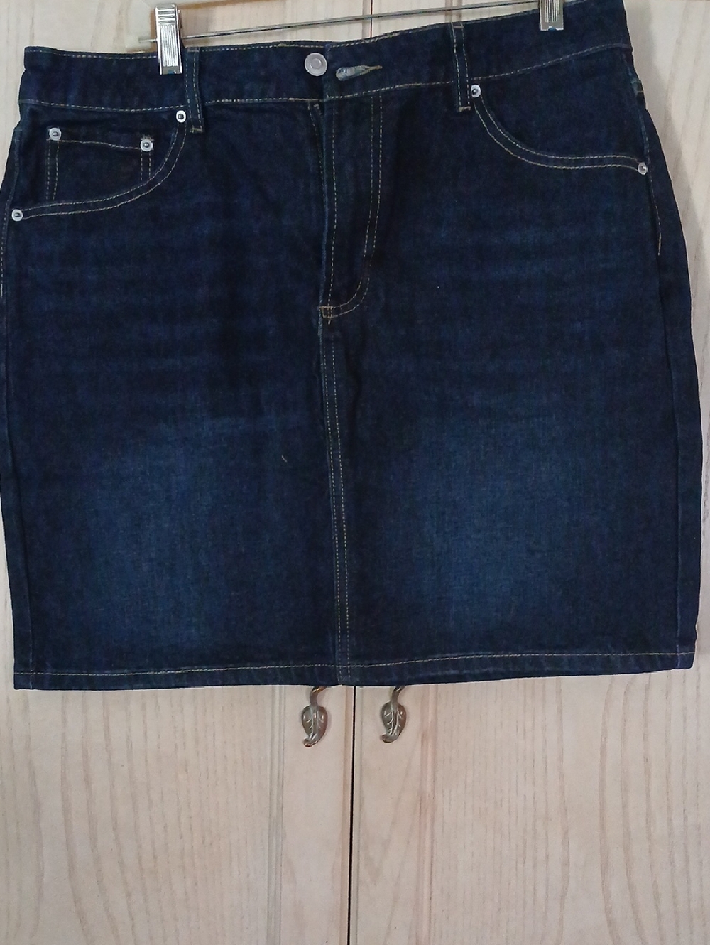 Dark Blue Denim A-Line Skirt - Women's Casual Essential